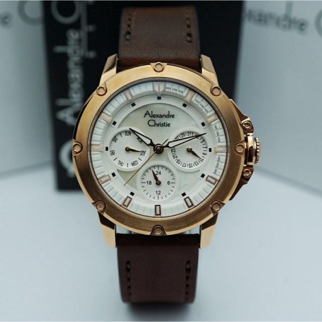Jam Tangan Wanita/Cewek Alexandre Christie AC 6416 Rosegold Brown.Original Garansi Resmi 1 Tahun