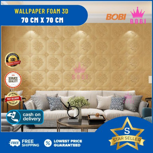 Wallpaper 3D Brickfoam Bunga / Ukuran 70x70cm / Bervariasi Warna