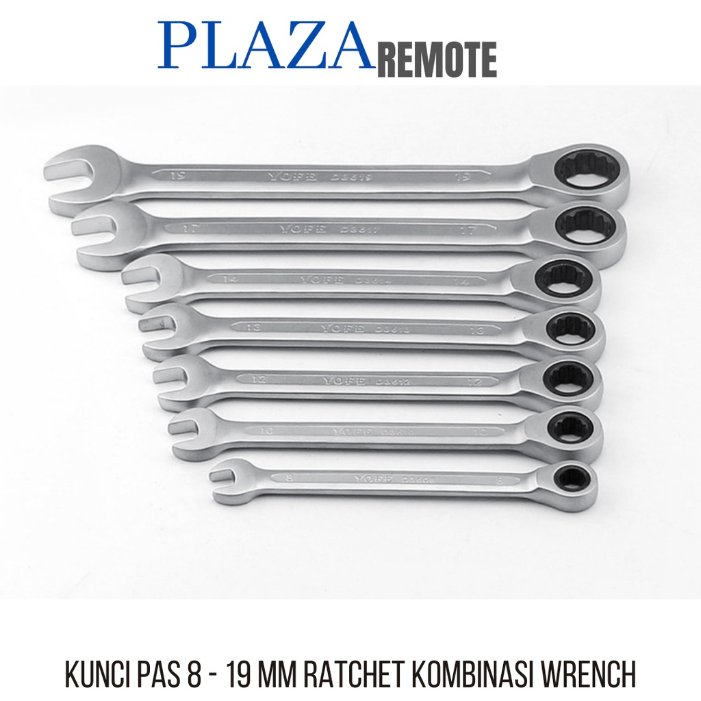 KUNCI RATCHET WRENCH KOMBINASI 8  - 19 MM SET 7 PC  CHROME VANADIUM HAND TOOL MODEL SUSUN