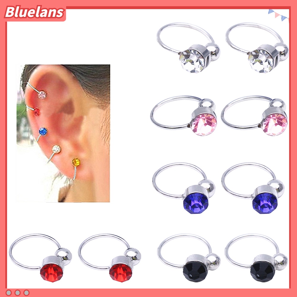 Bluelans 1 Pc Fashion Womens U Shape Rhinestone Ear Clip Cuff No Piercing Earrings Gift