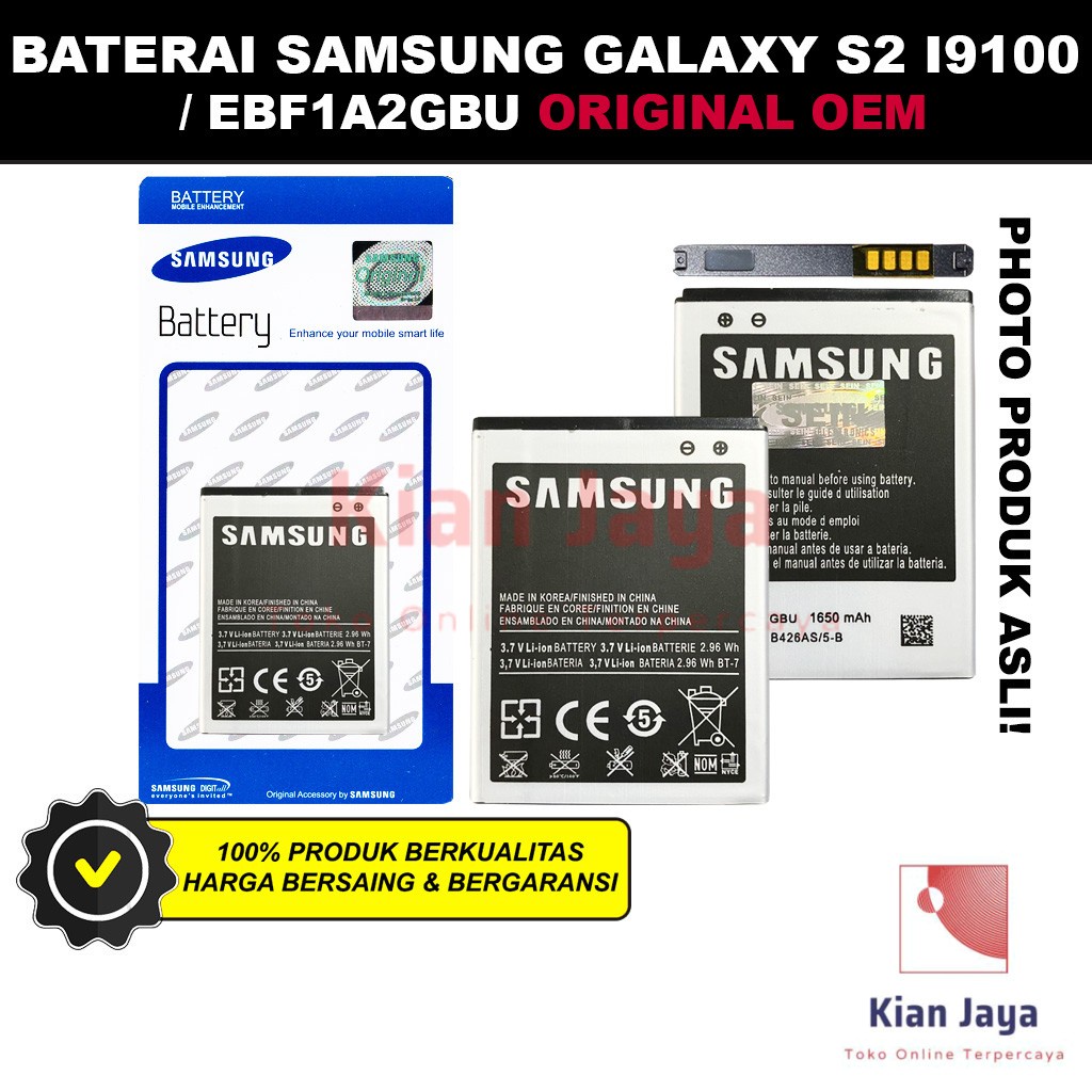 Baterai Samsung Galaxy S2 I9100 Original OEM Batre Batrai Battery Hp EB-F1A2GBU Ori