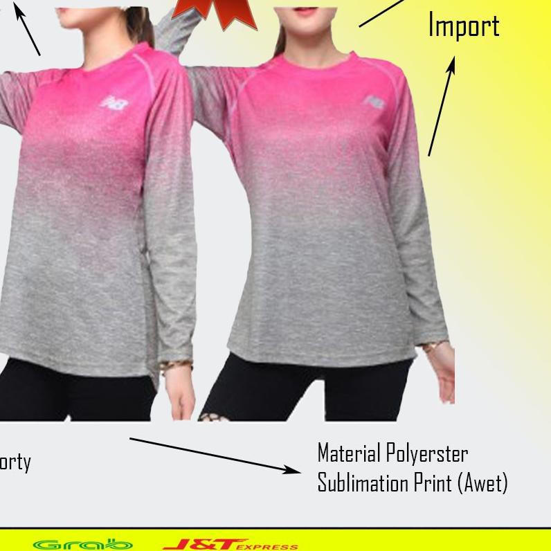 ♬ Baju Senam Wanita NB01 Fitness - Kaos Wanita XXL Lengan Panjang ➤