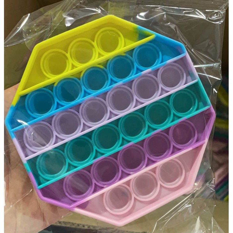 Pop It Rainbow Unicorn Fidget Toy Langka Murah Berkualitas Unik Mainan Edukasi Edukatif Free Gundu-persegi macaron