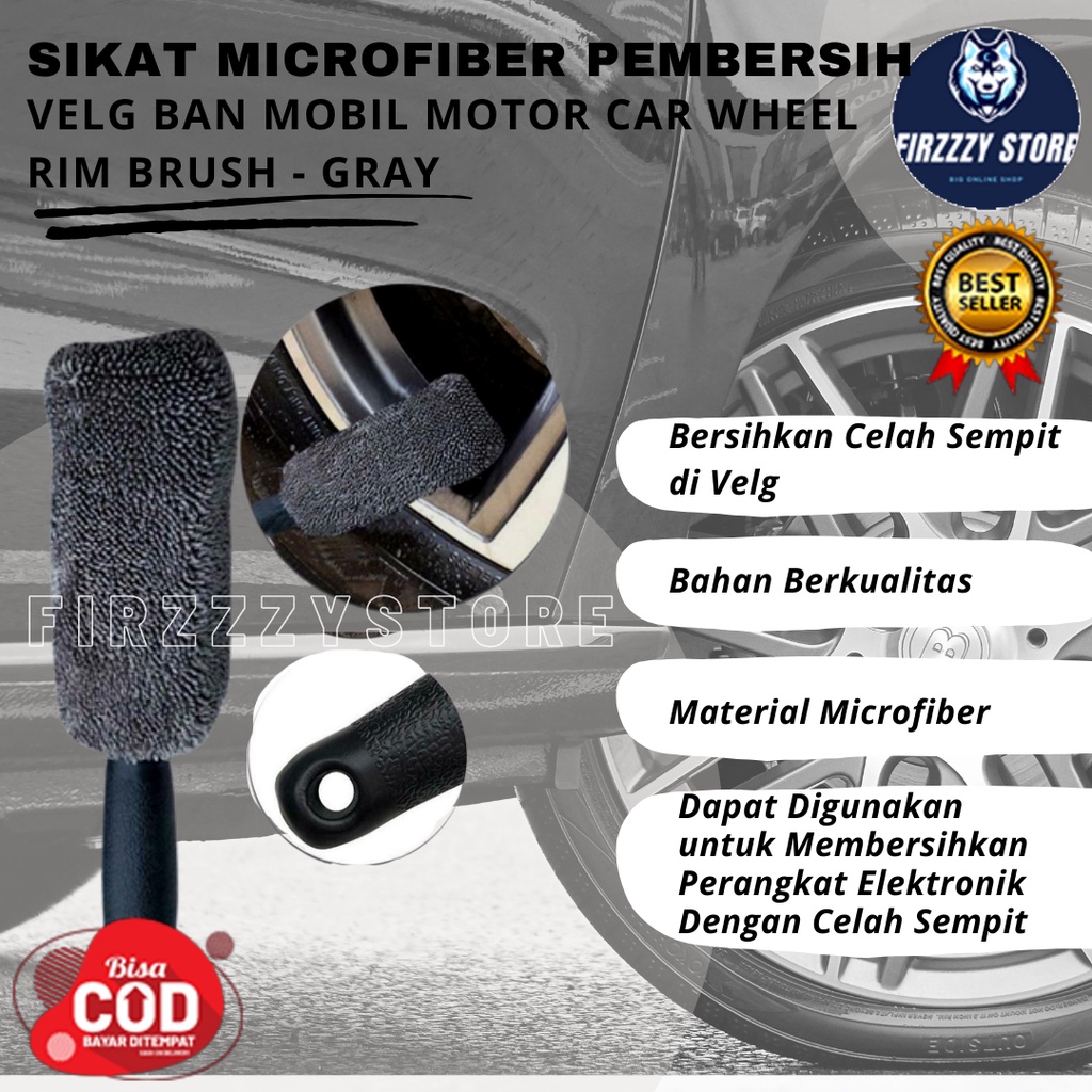 Sikat Microfiber Pembersih Velg Ban Mobil Motor Car Wheel Rim Brush - Gray