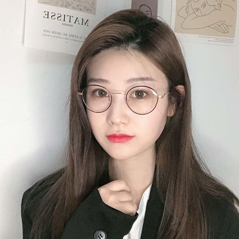 Mxbeauty Kacamata Bingkai Bulat Gold Pria Kacamata Anti Radiasi Komputer Eyewear Lensa Bening Gaya Korea Anti Blue Light Glasses