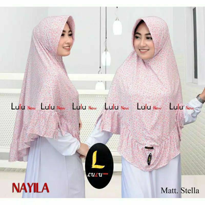 Lulu Hijab Nayla Polos & Motif / Bergo Syari Jersey Jumbo