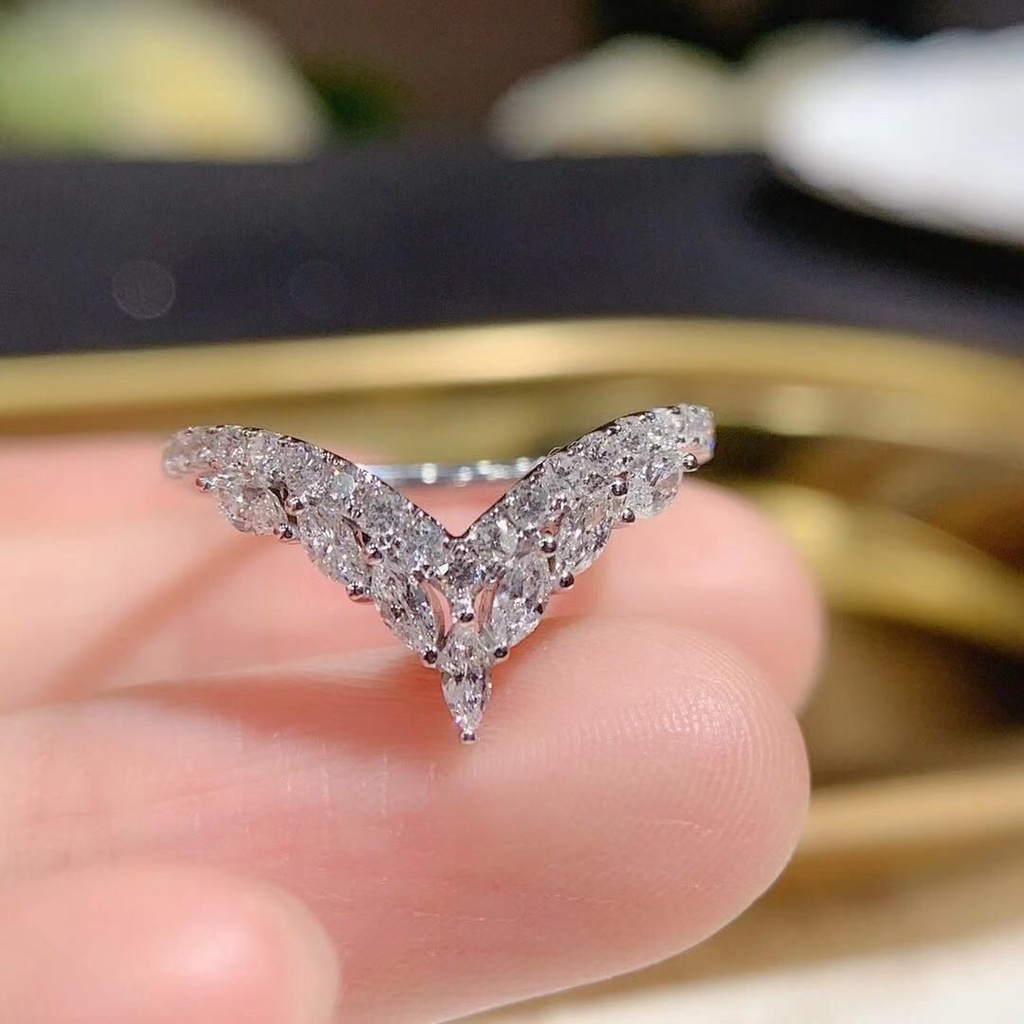 Cincin Berlian Bulat Bahan Alloy Ukuran 5-10 Warna-Warni Gaya Klasik Untuk Wanita