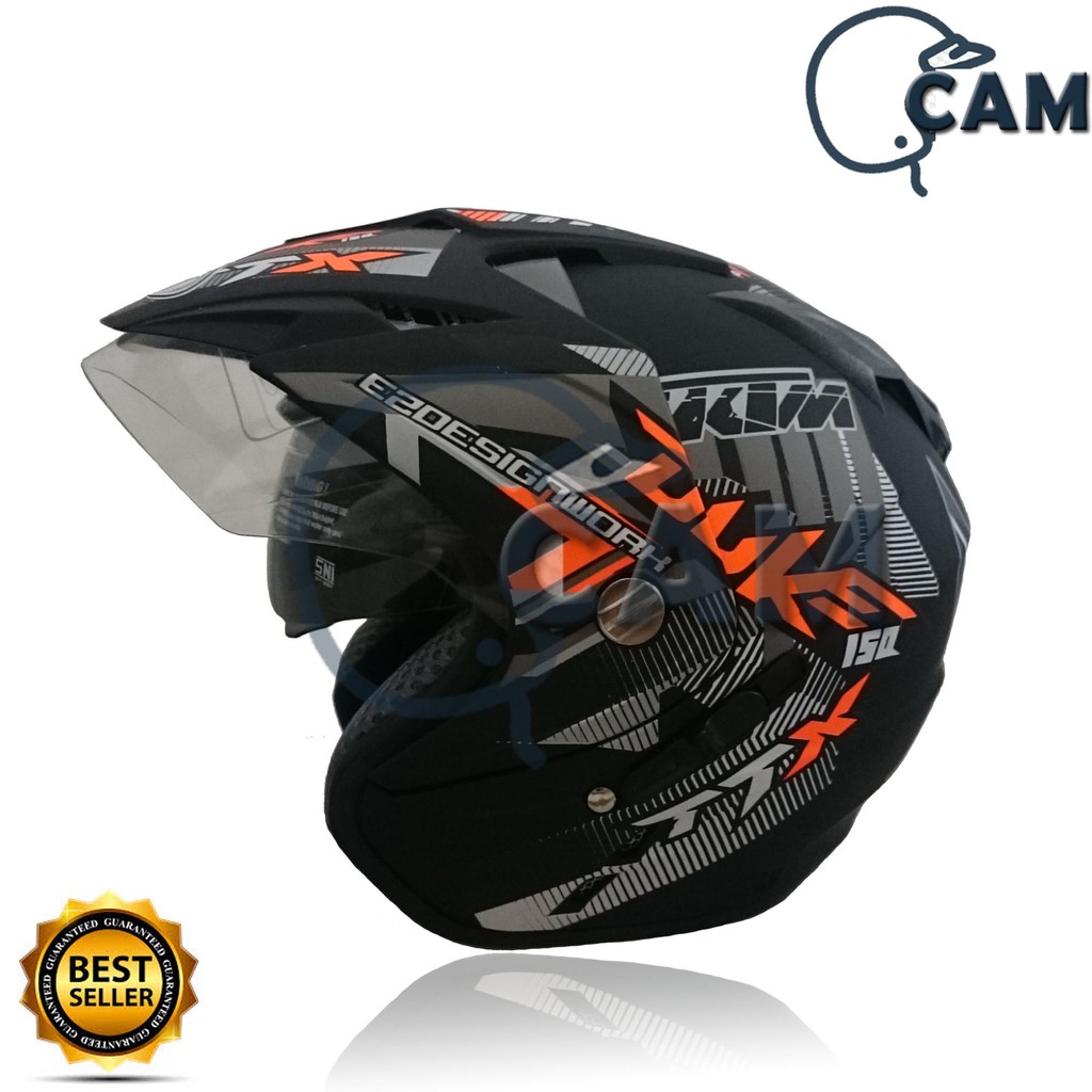  Helm  Motor  SNI 2 kaca double  visor  DMN Duke Black doff 