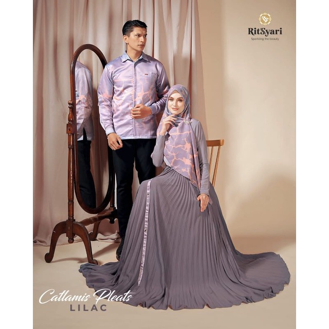 [RITZ SYARI] GAMIS SYARI TERBARU / DRESS SET PRINTING " CATLAMIS SET PLEATS " by RITZ SYARI