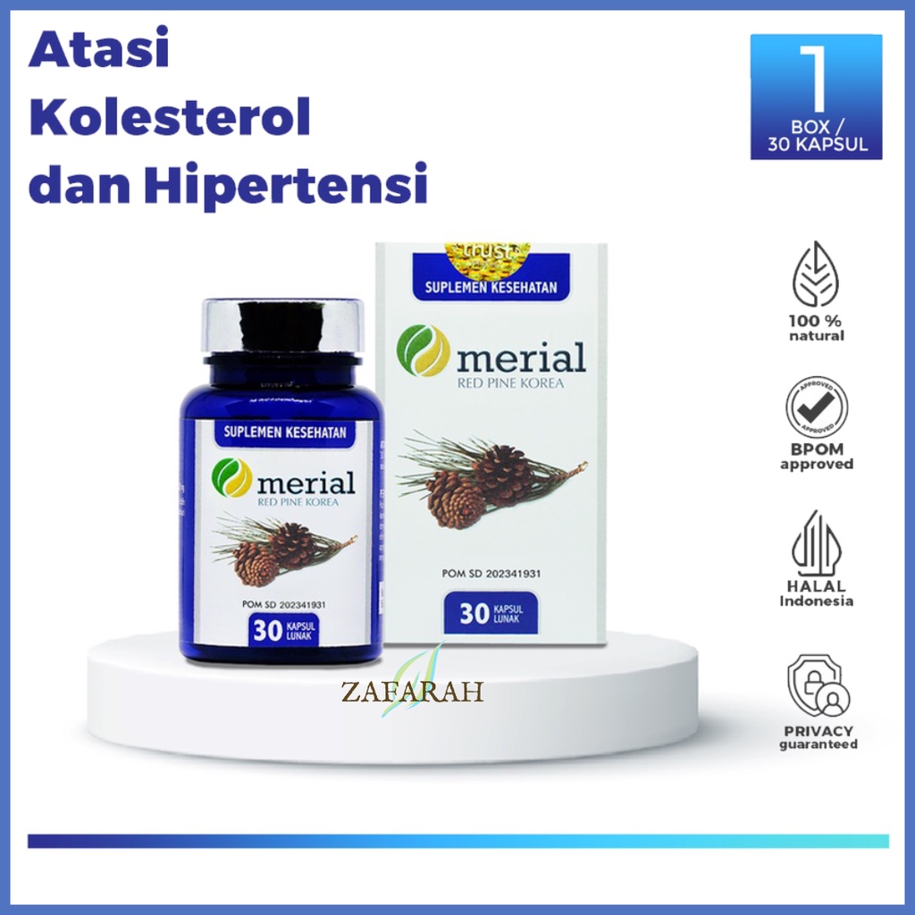 MERIAL Fish Oil Obat Kolesterol Herbal / Merial Red Pine Korea Pinus Merah / Suplemen Makanan Merial Obat Kolestrol Ampuh @30 Kapsul