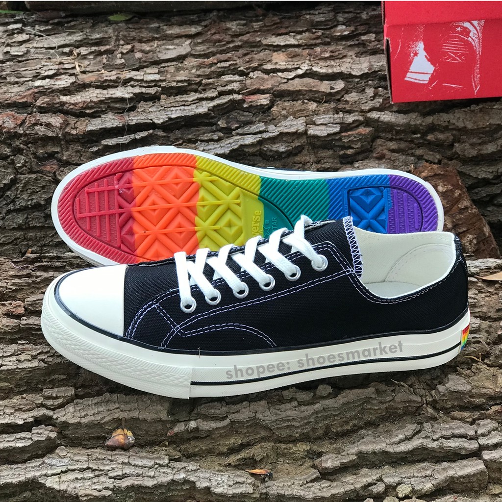 SEPATU CONVERSE 70S LOW X RAINBOW BLACK WHITE ALL STAR CHUCK TAYLOR