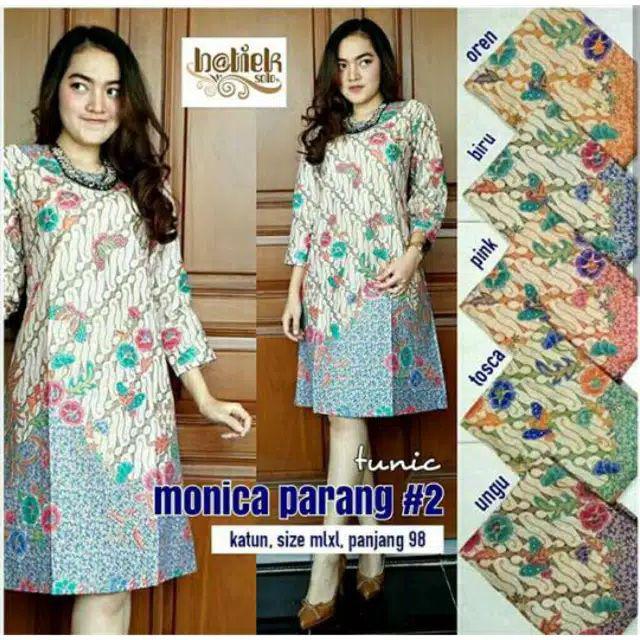 Batik Tunik Santika Monochrome Kombi Abu / Tunic Santika Mono Combi Abu Seragam Dress