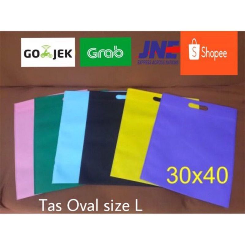

30x40 Tas Kain Spunbond Oval L Polos Murah Goodie Bag Shopping Bag Tas Kain 1 pack isi 20 pcs