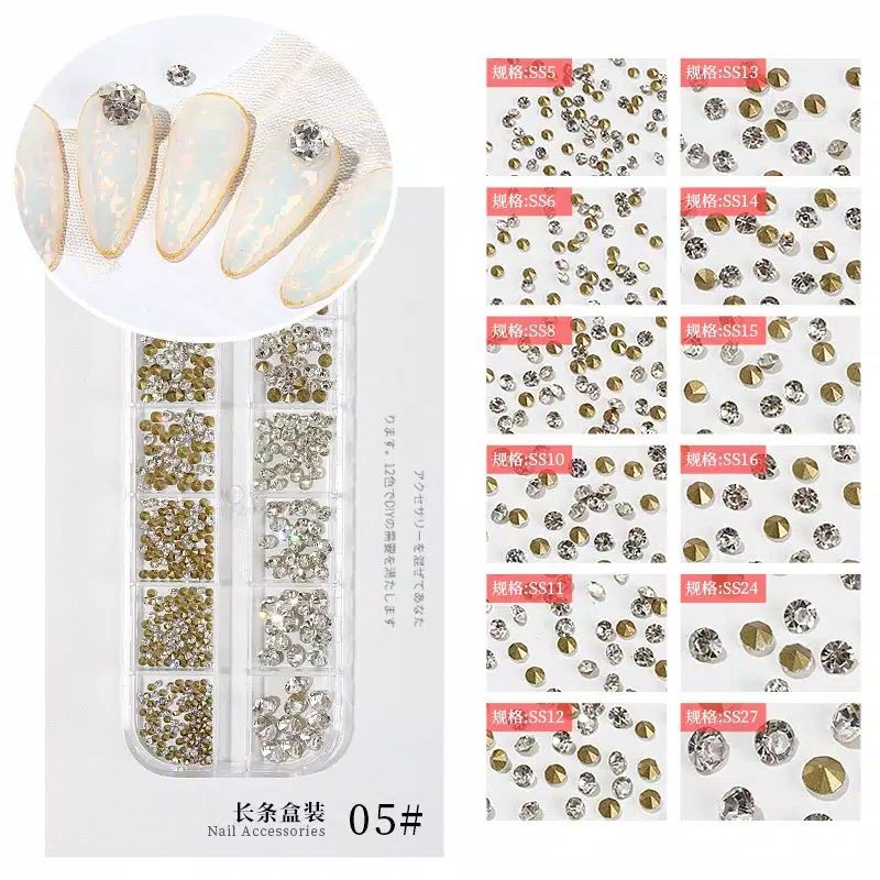 12 SET 3D NAIL ART RHINESTONE DIAMONDS GEMS / DECORATION NAIL ART DIY / HIASAN NAIL ART