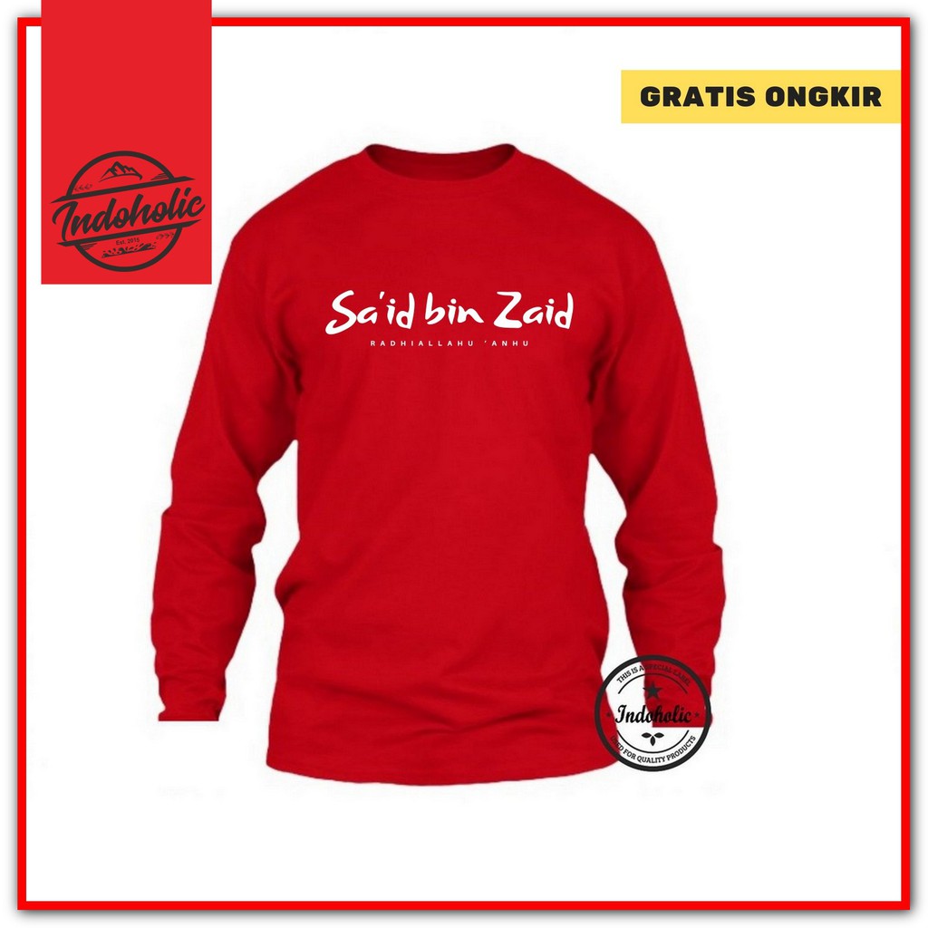 Indoholic Atasan Baju Kaos Distro Kaos Lengan Panjang Kaos Dakwah Kaos Muslim Pria Wanita Combed 100% Said Bin Zaid