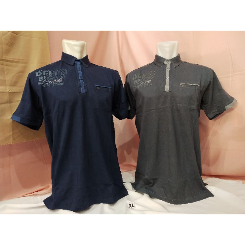 Kaos kerah ie tuna polos kancing lis XL lengan pendek