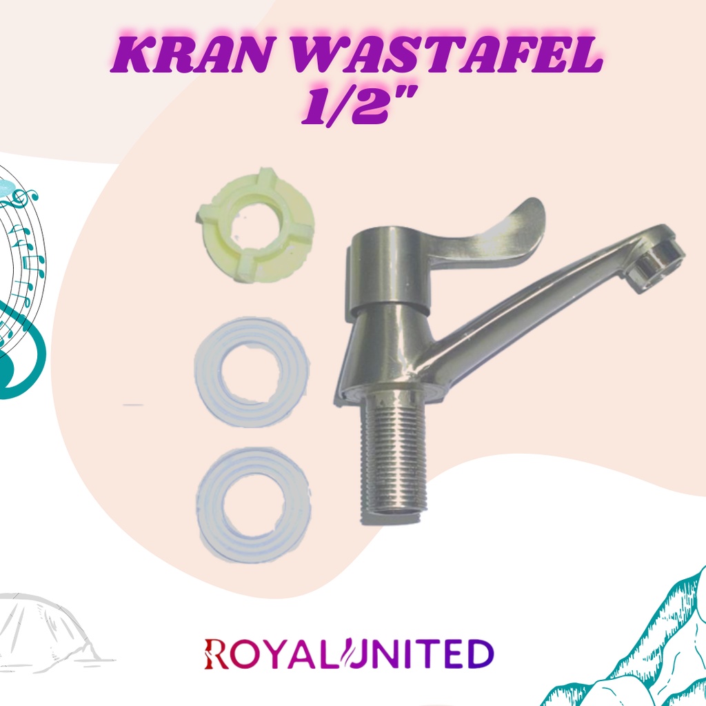 Kran Wastafel Engkol Cuci Tangan Kran Air Stainless Steeel Cucian Ukuran 1/2 Inch Sink Bak Wastafel Minimalis
