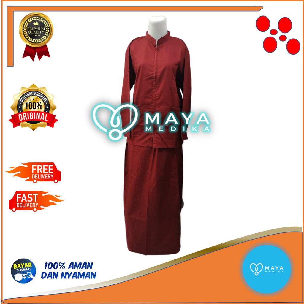 Baju OK / Merah / Lengan Panjang / Baju Rest / Rok