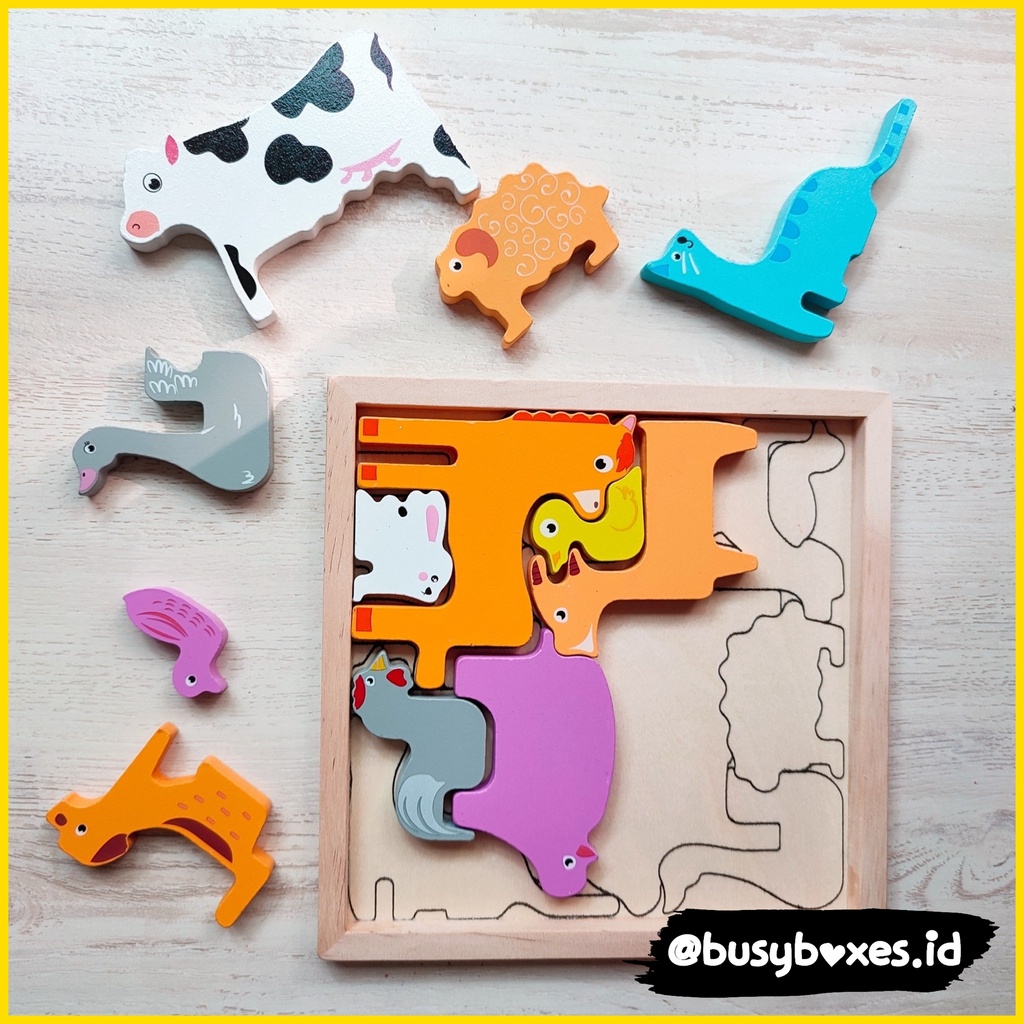 [busyboxes.id] puzzle 3D animals Farm mainan edukasi hewan peternakan wooden toys