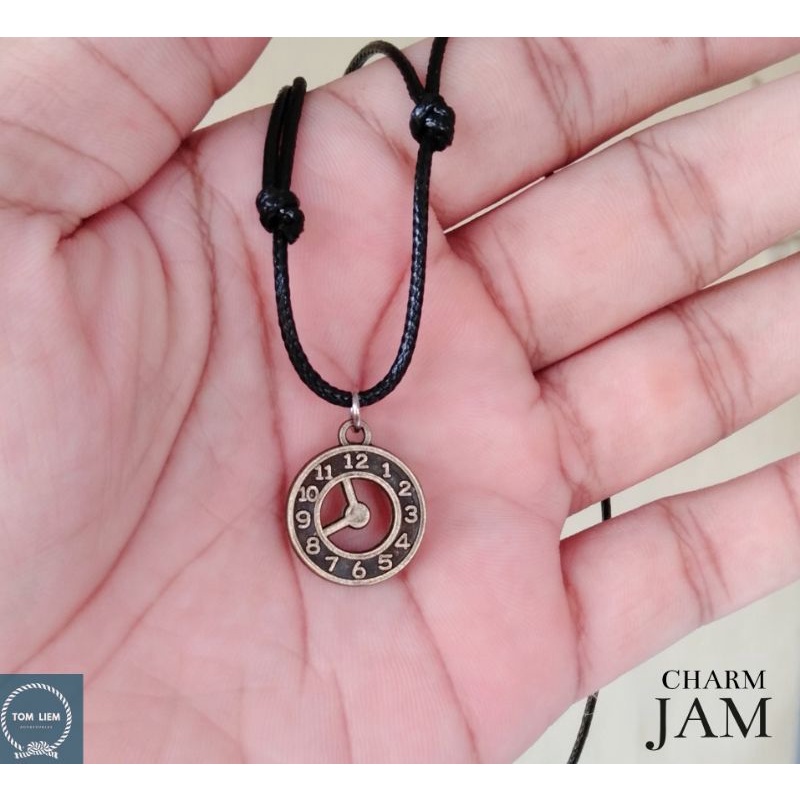 Kalung Tali Bandul Jam / Kalung Tali / Kalung Hitam / Kalung Murah / Kalung Pria / Kalung Wanita / K