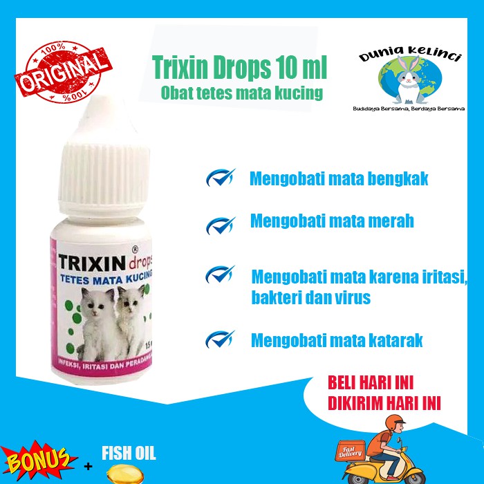 OBAT TETES MATA KUCING TRIXIN DROPS 10 ML SAKIT BELEKAN INFEKSI PERADANGAN HIDUNG MELER