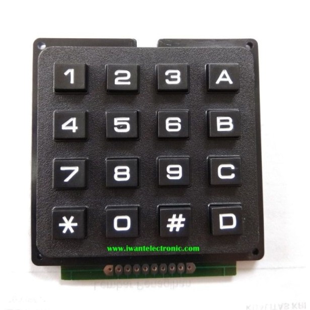 keypad timbul 4x4 warna hitam timbul ukuran 6.5 cm x 6.5 cm