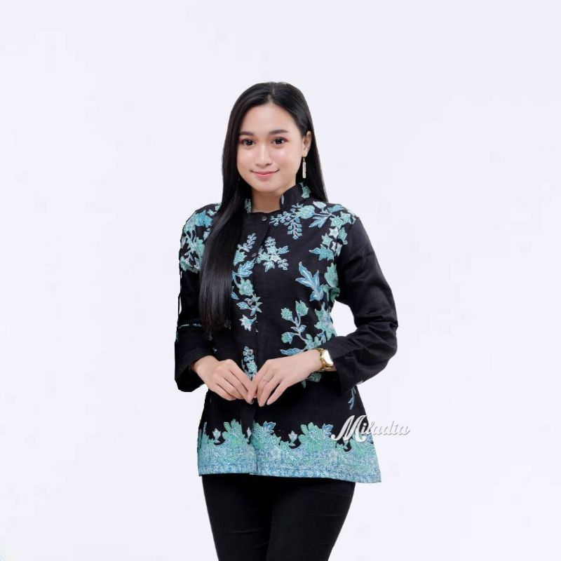 ATASAN BATIK WANITA LENGAN PANJANG BLOUSE KANCING DEPAN., MOTIF BATIK