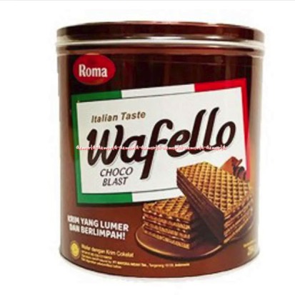 Roma Wafello Choco Blast 234gr Italian Taste Wafer Coklat Kaleng Krim Yang Lumer Berlimpah Romma Wafelo Waferllo Chocolate