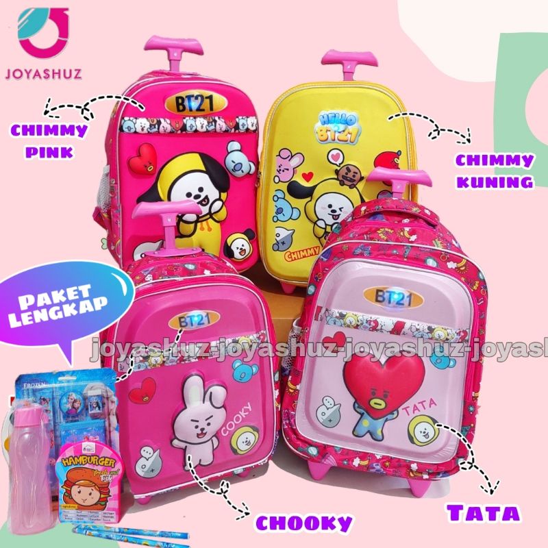 Tas Troli Anak Ransel Cimi Gratis Paket Lengkap - Ransel Anak Perempuan - Ransel Troli Anak TK - Tas Gratis Botol -  Tas Sekolah Anak Troli - Joyashuz