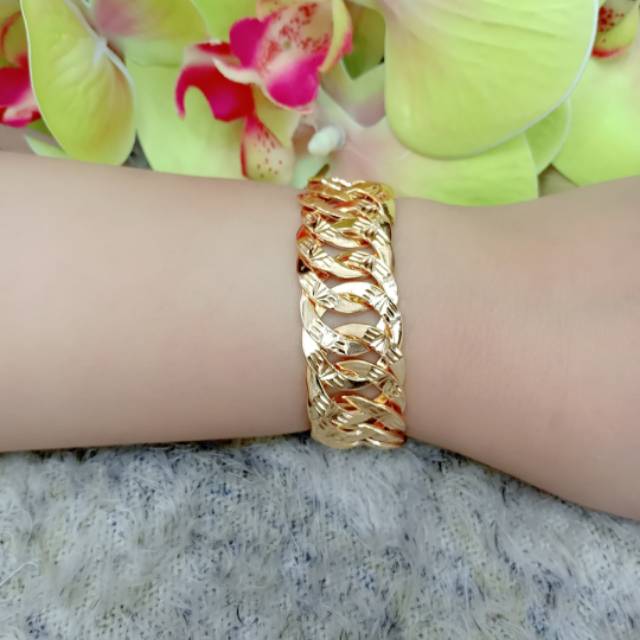 Gelang Xuping sisik naga baru lapis emas 18k