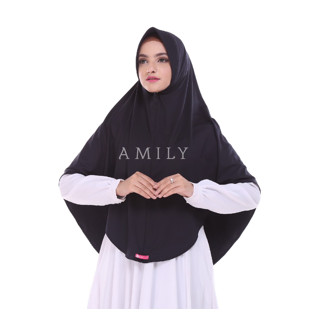 KERUDUNG INSTAN BERGO {OZZA} JILBAB SYARI ANTEM FASHION MUSLIM - [AMILY HIJAB] TERBARU BEST SELLER-Black