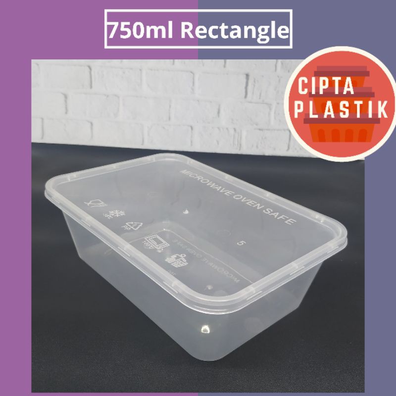Box Thinwall 750 ml Kotak Makan Plastik Persegi Panjang Food Container Rectangle