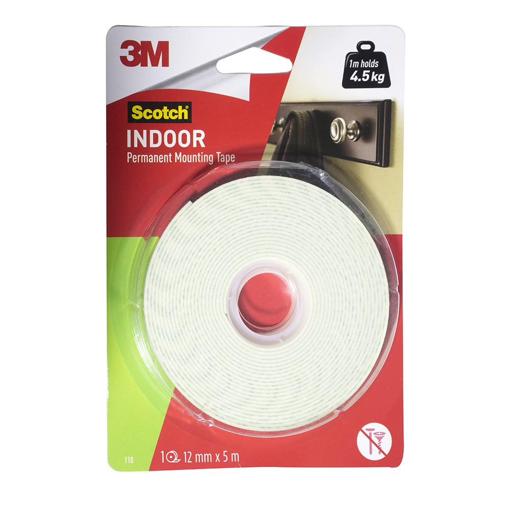 Indoor Permanent Mounting Double Tape  3M 12 mm x 5 mm Scotch 110