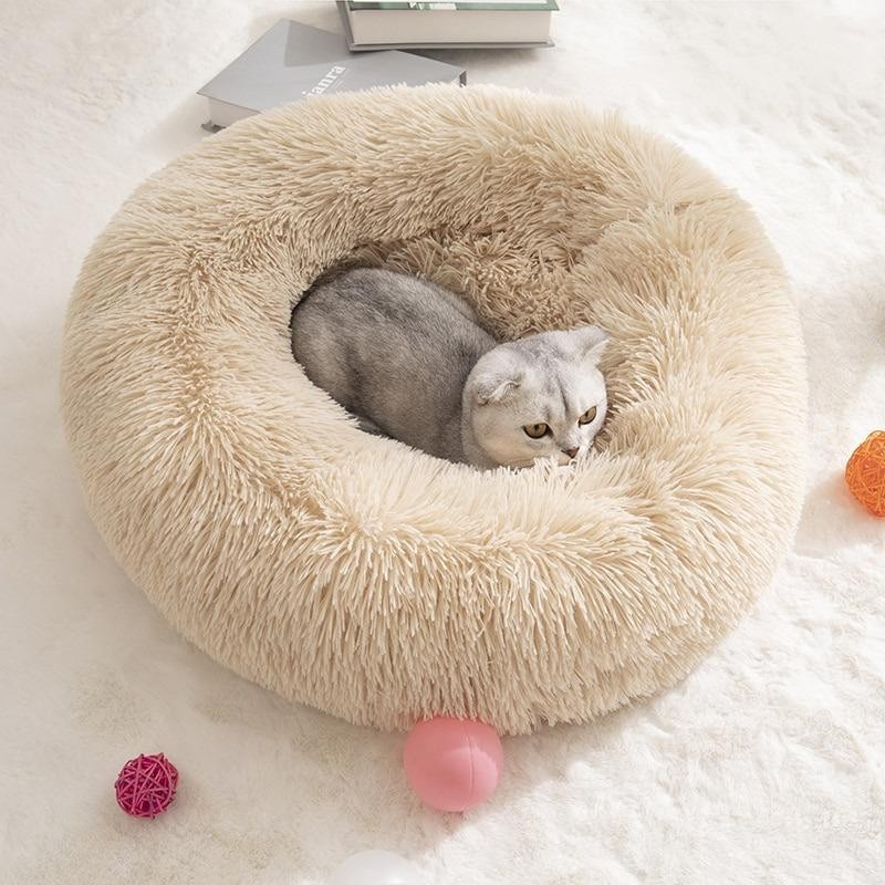 Tempat Tidur Kucing Donat/Kasur Kucing Bulat Lembut Dan Tebal/Bantal Tidur Kucing Tebal Bulu/Cat Bed/Alas Tidur Kucing Murah Dan Premium/Kandang Kucing/Keranjang Kucing/Ranjang Kucing Premium/Perlengkapan Kucing Dan Hewan-2