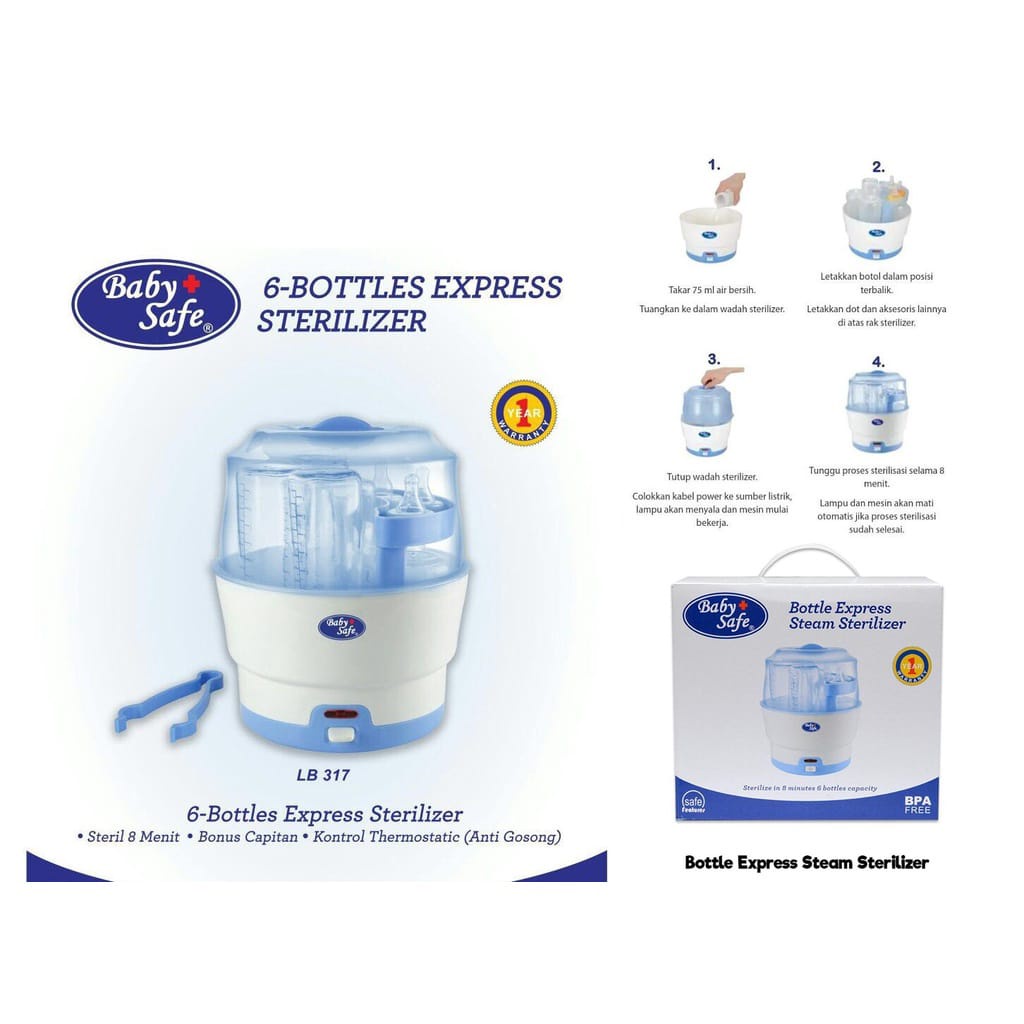 BABY SAFE STEAM STERILIZER LB317 6 BOTOL STERIL