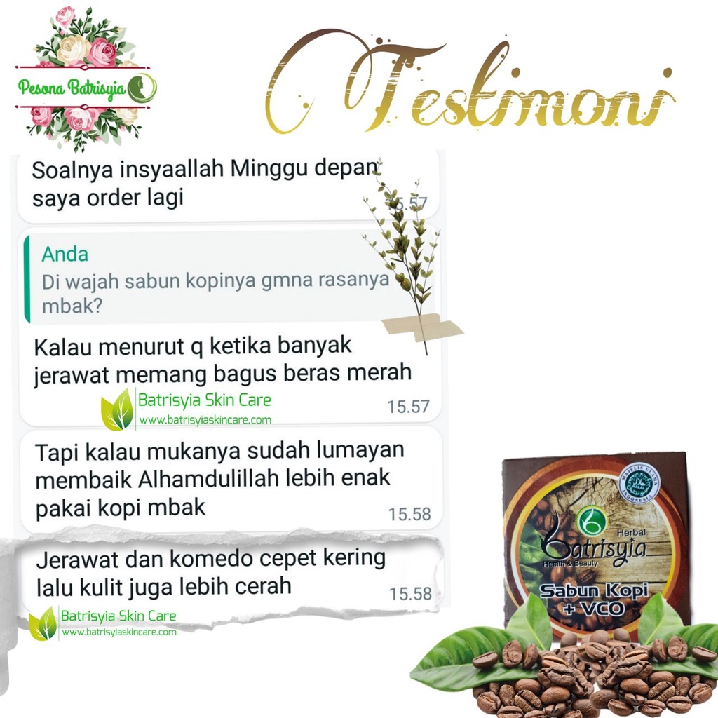 Sabun kopi with VCO Batrisyia Herbal untuk Flek noda hitam membandel coffe soap