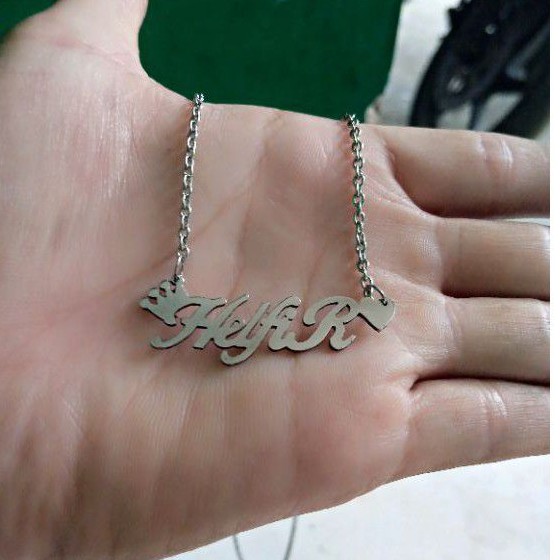 Kalung custom nama sendiri anti karat motip cartoon