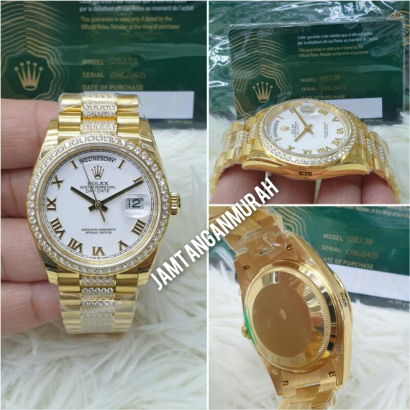 jam tangan pria rolex president automatic mesin swiss kualitas original