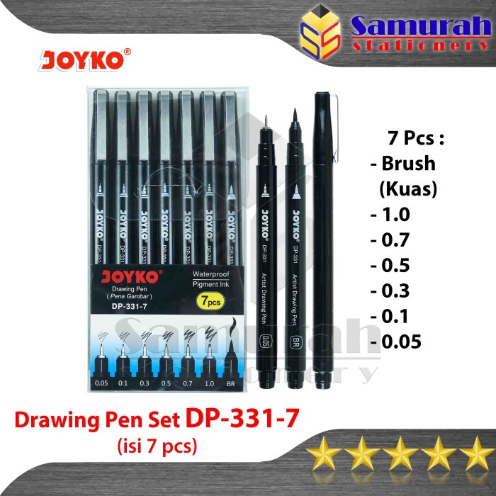 

(DISKON TERMURAH) Spidol Drawing pen 1 Set Joyko DP-331-7 / Pena Gambar DP 331 7 ukuran