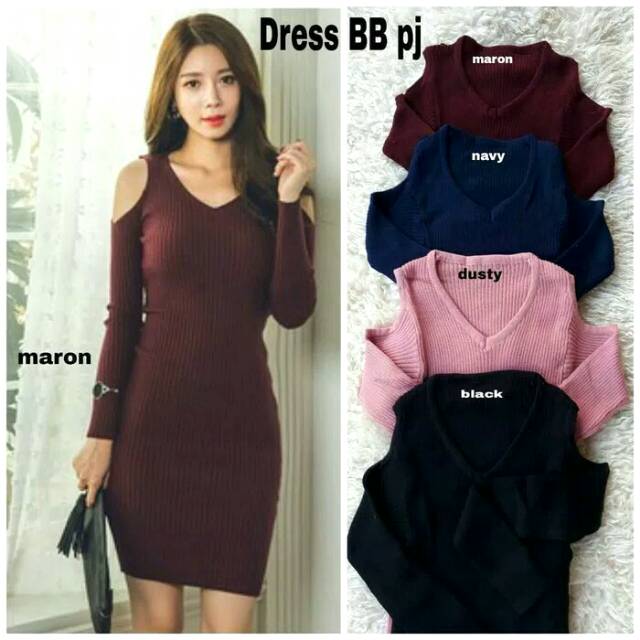 Dress BB pj RO/  Fashion wanita baju dress cewek dress rajut bodycon baju dress rajut cewek