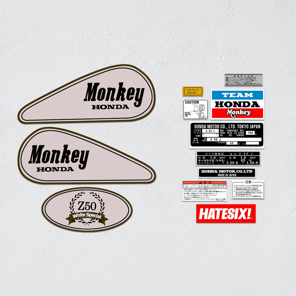 Sticker Decal Honda Monkey Z50 Special Edition White 1988 Hatesix