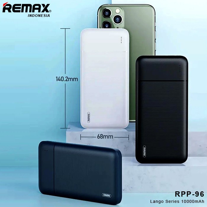 Remax RPP-96 Lango Series 10000mAh Power Bank Dual USB Output Slim PB - Hitam