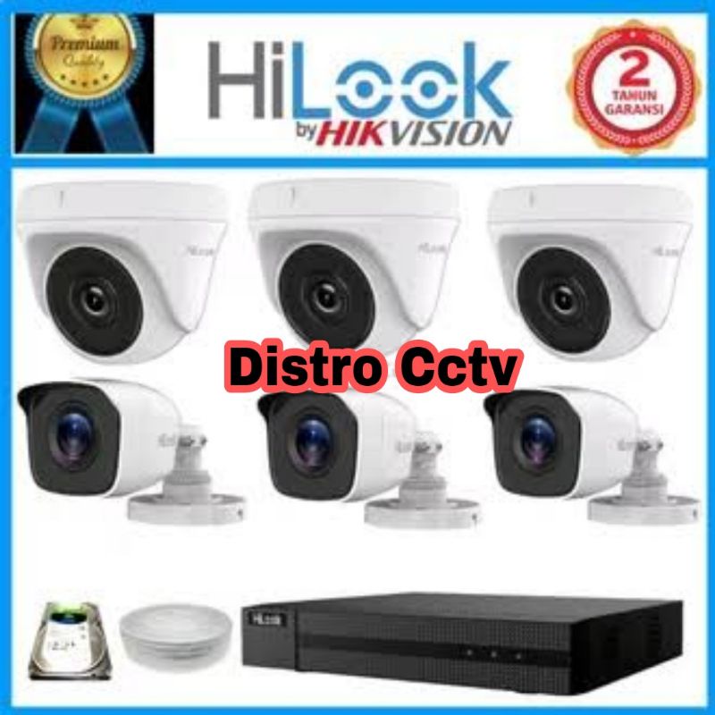 Paket Camera Cctv Hilook 8ch 6 Kamera 2mp FULL HD 1080p komplit 8 Channel 2 MP