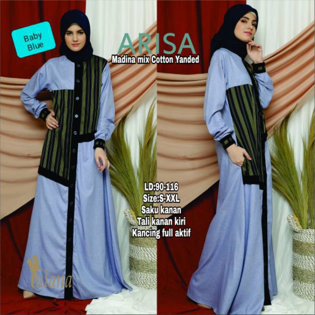 Gamis Syar'i Arisa Madina mix Cotton Yanded