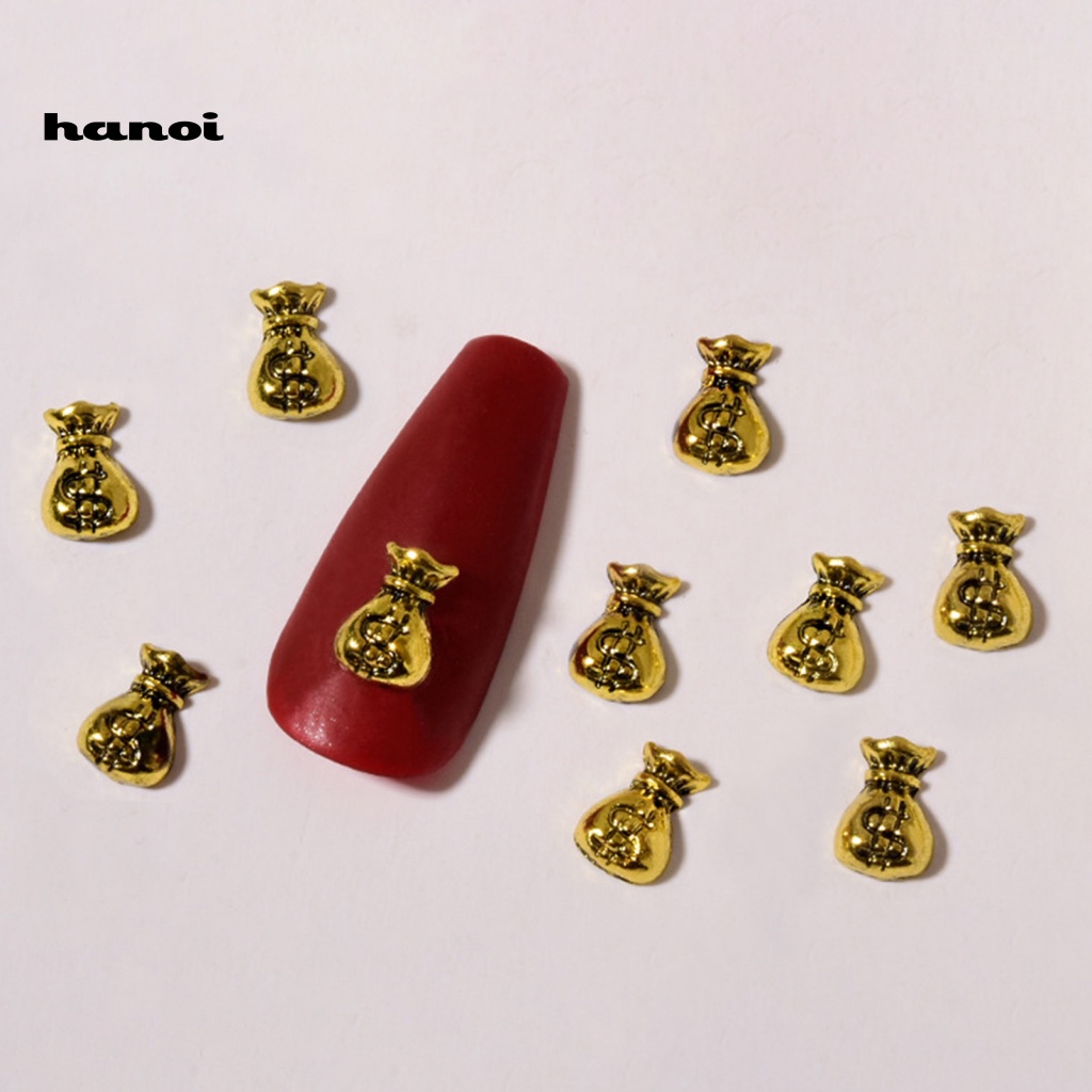 Han_ 10Pcs / Set Ornamen Koin Ingot Untuk Dekorasi Nail Art