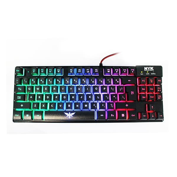 Keyboard gaming nyk wired usb Rainbow Backlight rubber dome 87 key TKL Legion K-01 K01