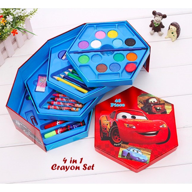 

me236 Set 4 in 1 Crayon isi 46pcs Cars