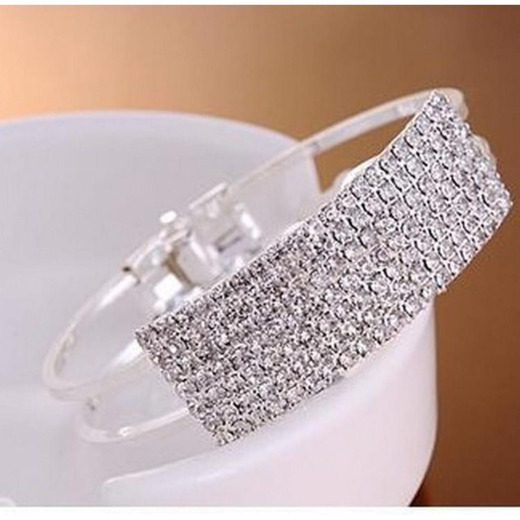 ♥TMALL88♥ New Gelang Fashion Wanita Elegan Dengan Hiasan Kristal c1 Mengkilap B15