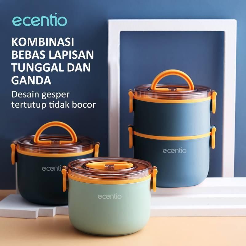 Ecentio Round Double Lunch Box RDLB-0501 1600ml - rantang makanan