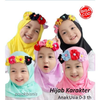 JILBAB HIJAB KERUDUNG ANAK KARAKTER BALITA BAYI PEREMPUAN USIA 0 1 2 3 TAHUN